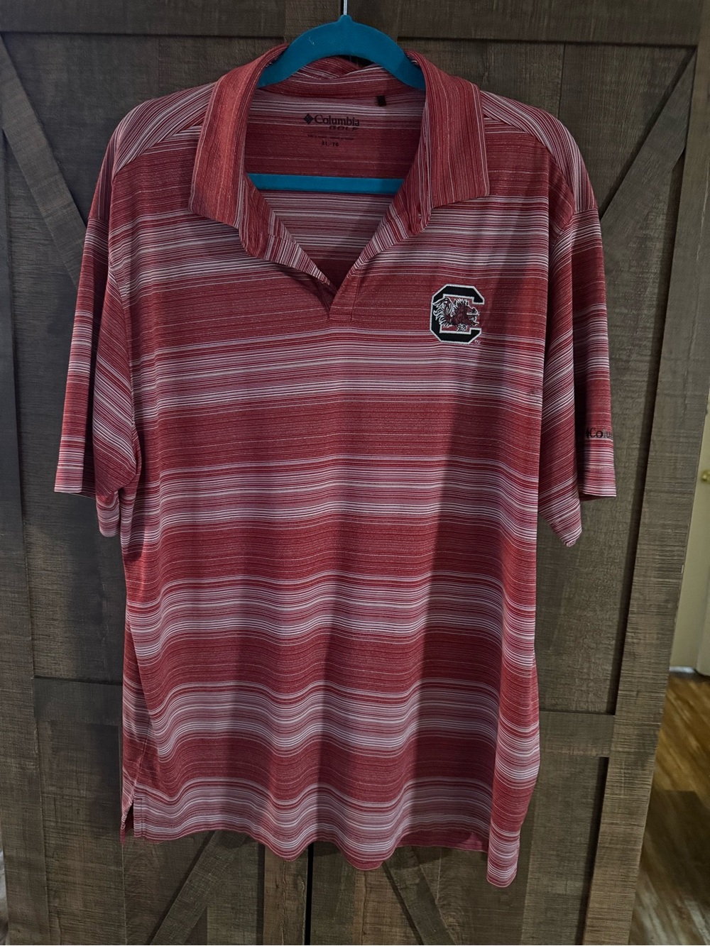 Columbia Men's Red Stripe Performance Polo Shirt - Gamecock Logo South Carolina